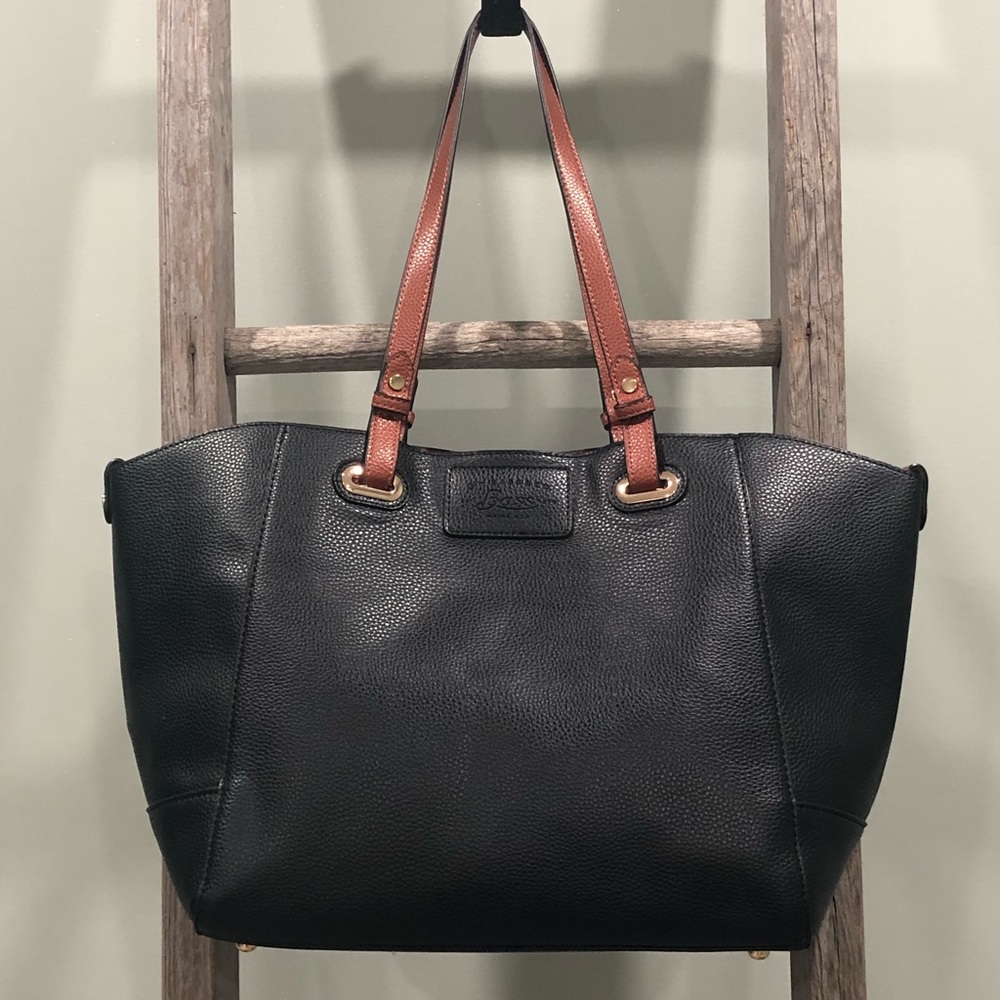G. H. Bass and Co Black and Tan Pebble Tote Bag